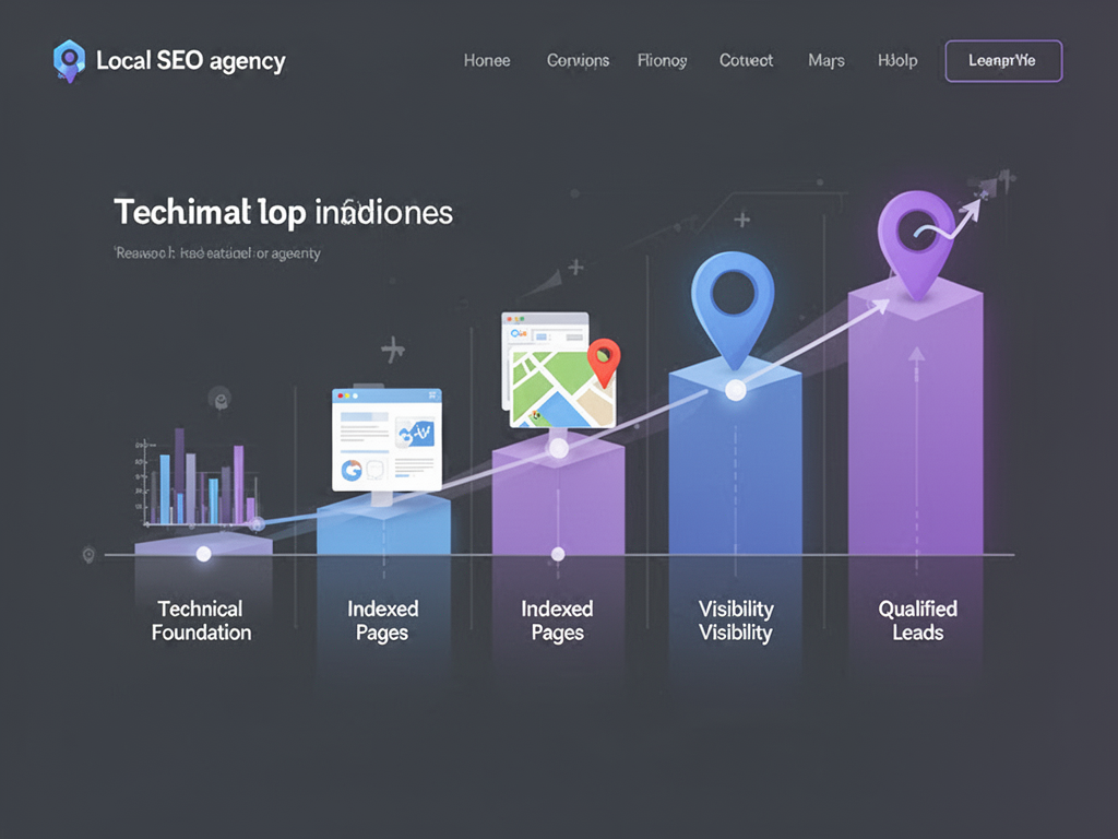 Illustration showing the progression from SEO foundation to qualified leads