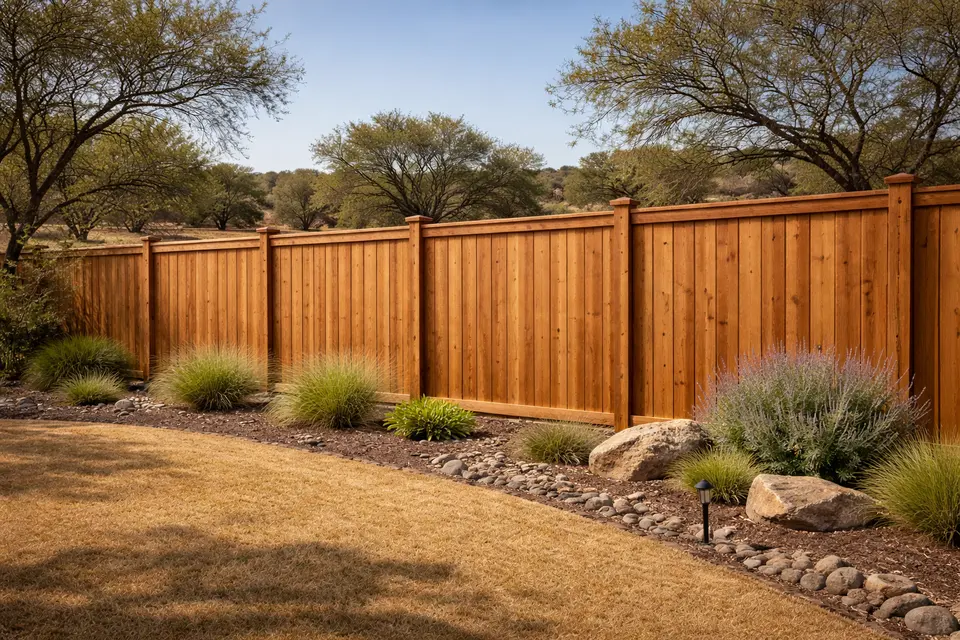 Wood fence hero imagery from the Haile’s Fencing website