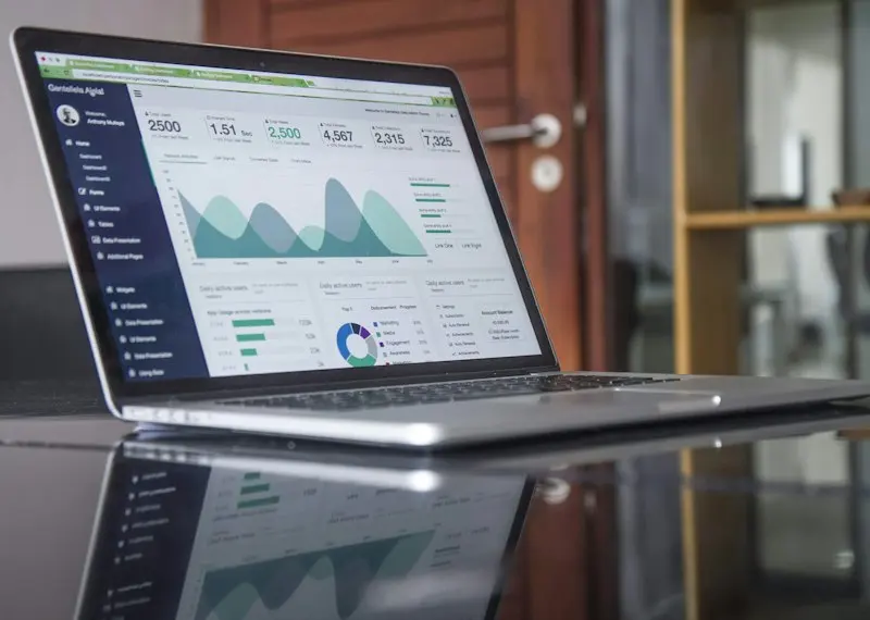 Digital marketing strategy and website analytics on a laptop screen