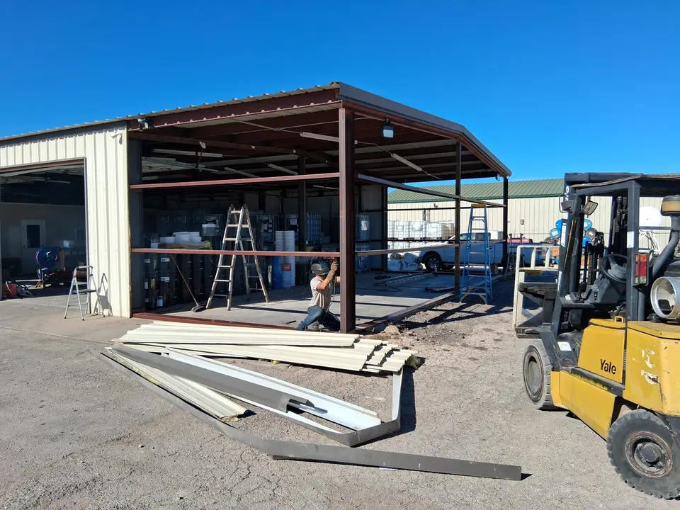 Metal building construction hero imagery from the Angelo Arbor Co website